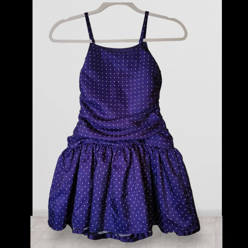 Chaps Purple Polka Dot Dress  Kids Size: 7 - Picture 2 of 6